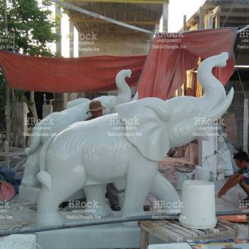 Tượng Voi Bằng Đá Trắng Tự Nhiên