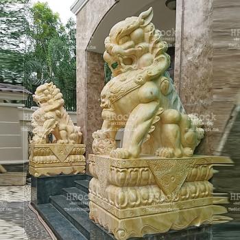 Kỳ Lân Đá Cẩm Thạch Vàng