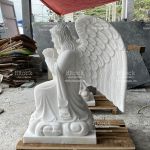 Thiên Thần Quỳ Gối Đá Cẩm Thạch Trắng