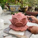 Bông Sen Bằng Đá Màu Đỏ Tự Nhiên