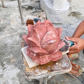 Bông Sen Bằng Đá Màu Đỏ Tự Nhiên