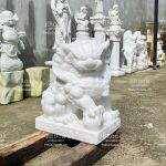 Tượng Kỳ Lân Đá Nhìn Nghiêng - Đôi Kỳ Lân Đá Trắng Nhìn Nghiêng