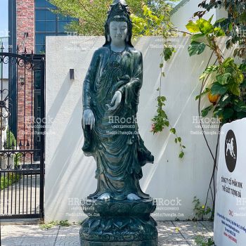 Tượng Phật Quan Âm Bằng Đá Xanh Ấn Độ
