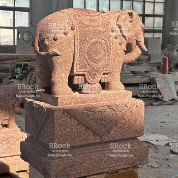 Tượng Voi Bằng Đá Granite Đỏ Ruby Bình Định