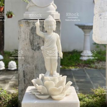 Tượng Phật Đản Sanh Bằng Đá Trắng M01
